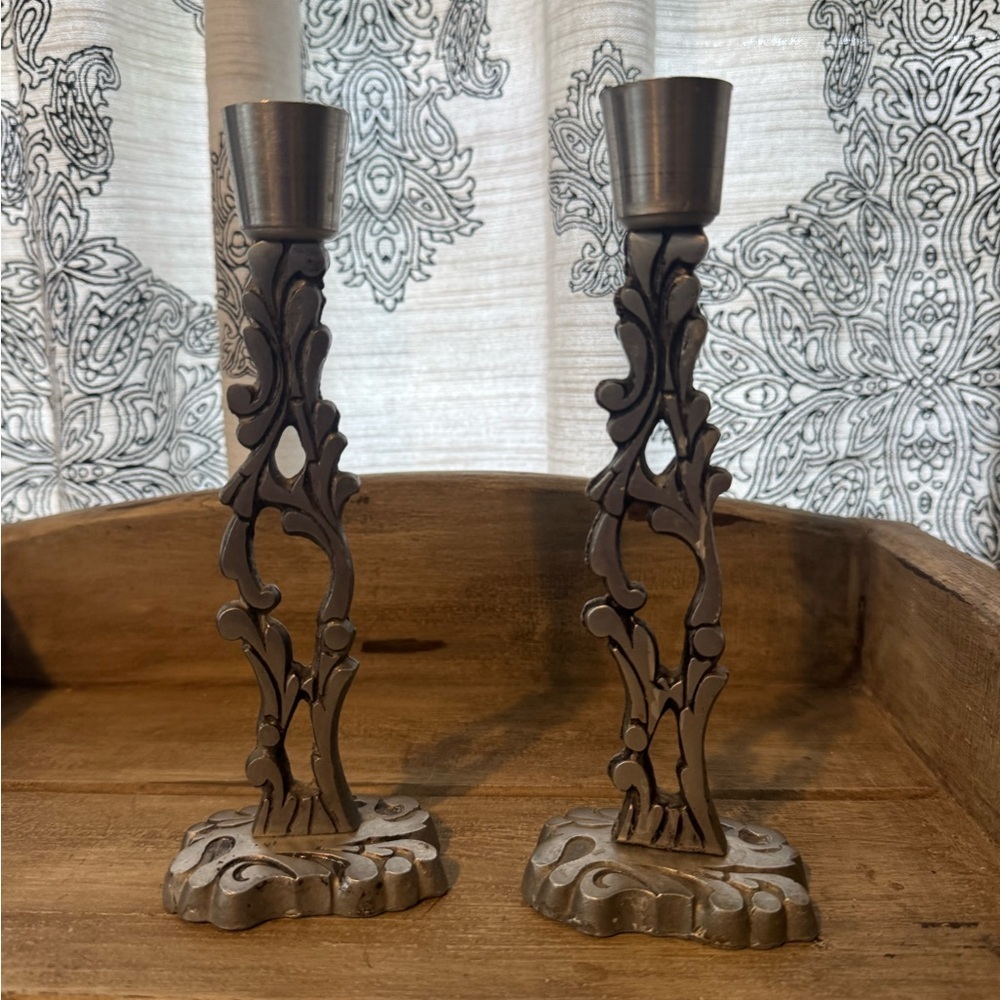 Elegant Silver Candle Holders